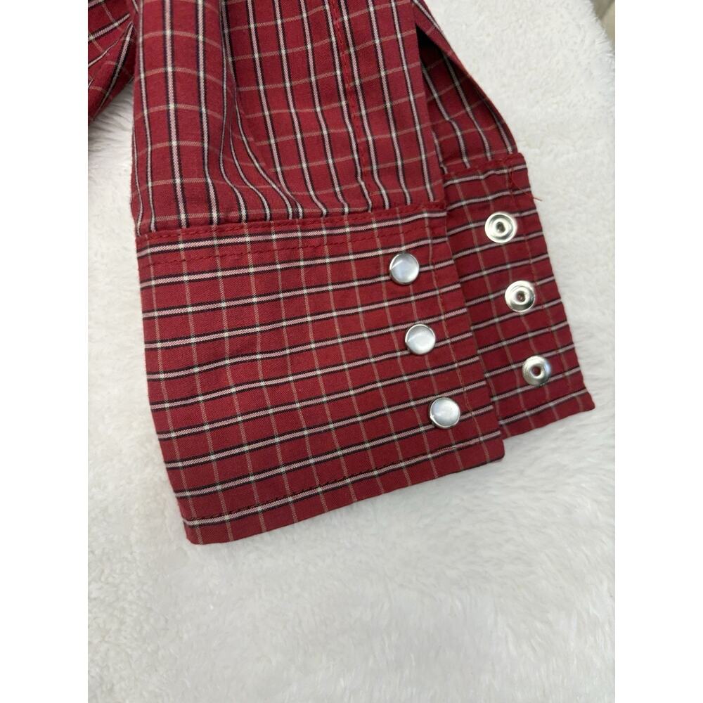 Ely Cattleman Pearl Snap Long Sleeve Shirt Medium Red Plaid Rancher Western - Picture 5 of 8
